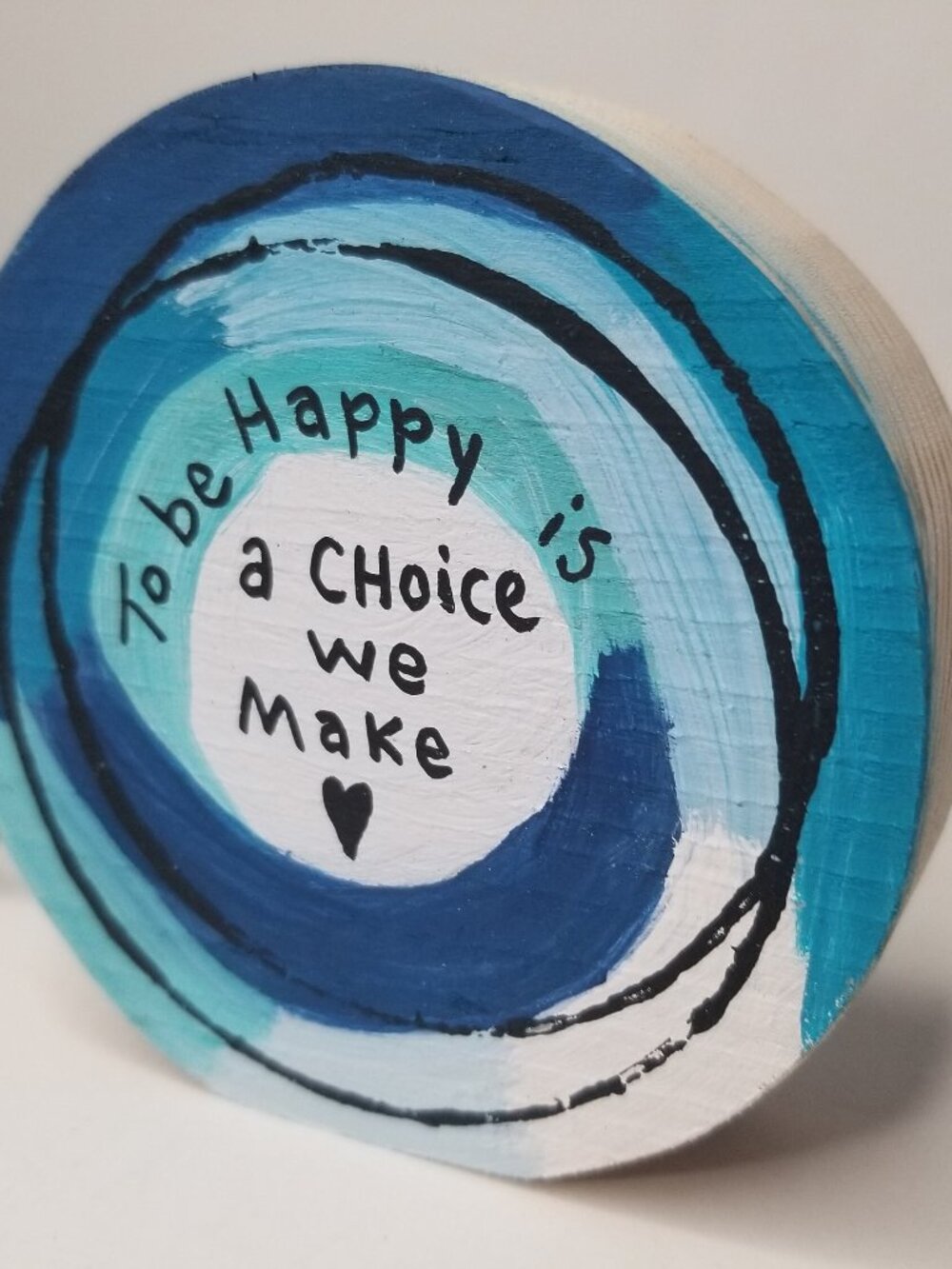 💚3/$15 To Be Happy Quote, Reclaimed Wood Shelf Sitter, Hand Painted